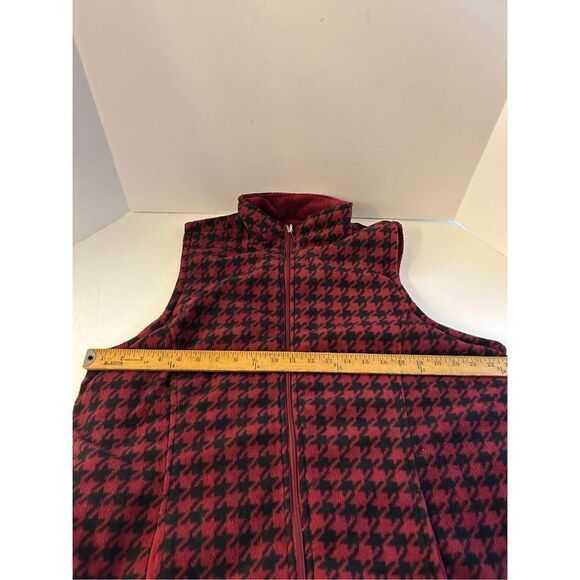 French Laundry vest 2x red black houndstooth plush fleece rn#63619 - Picture 4 of 6